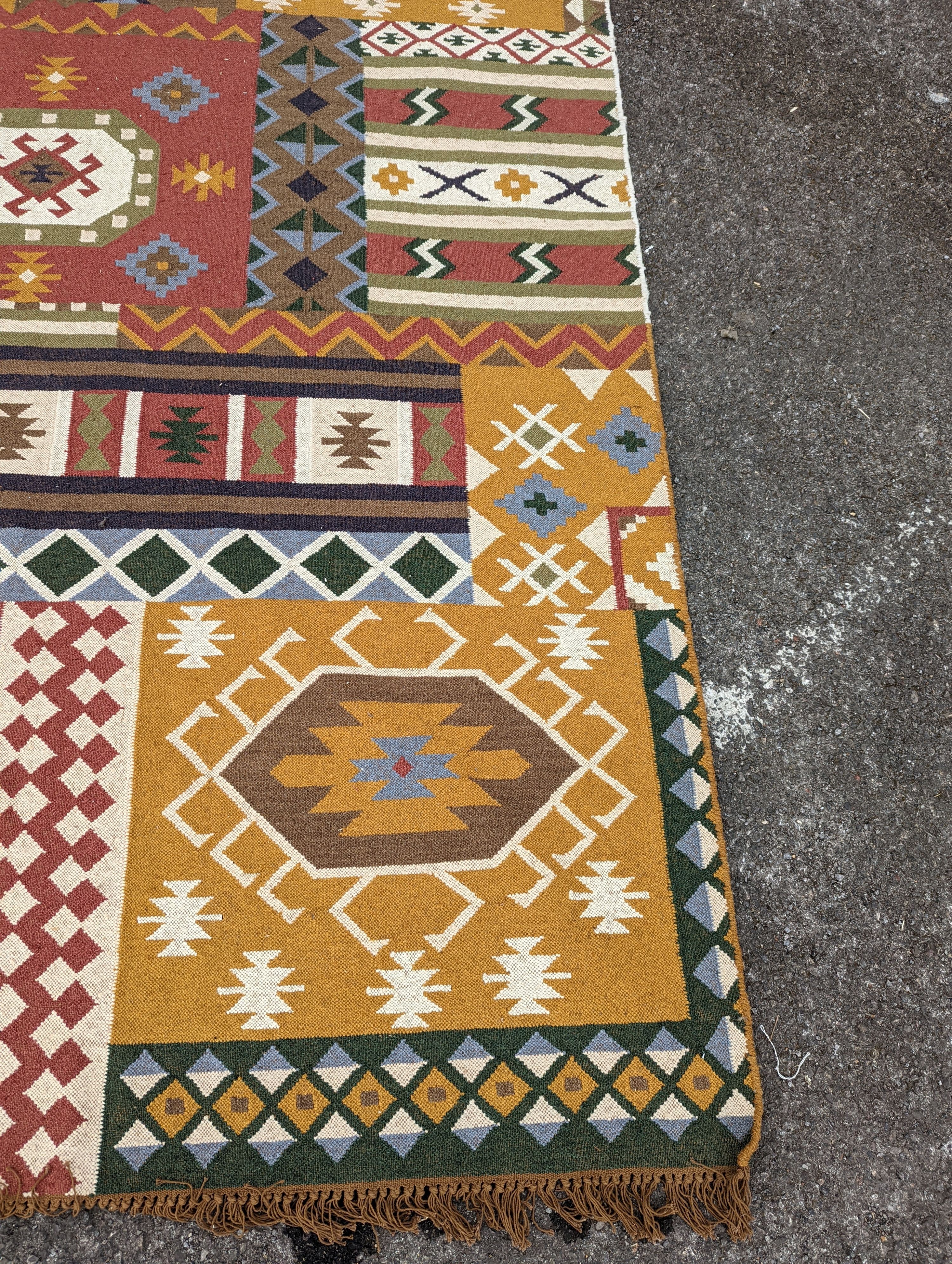 Three assorted Kilim flatweave carpets and rugs, 290 x 200cm, 240 x 170cm, 200 x 140cm